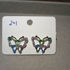 💎New 18K White GP Butterfly with CZ's Earrings